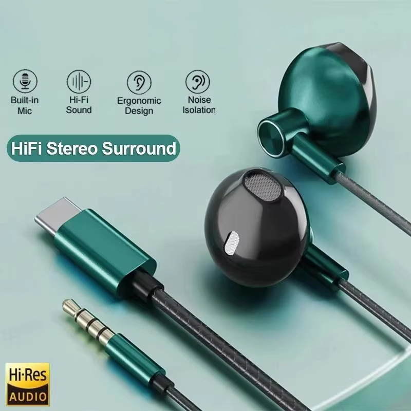 Wired Earphone Mic - Écouteurs intra-auriculaires filaires stéréo HIFI de