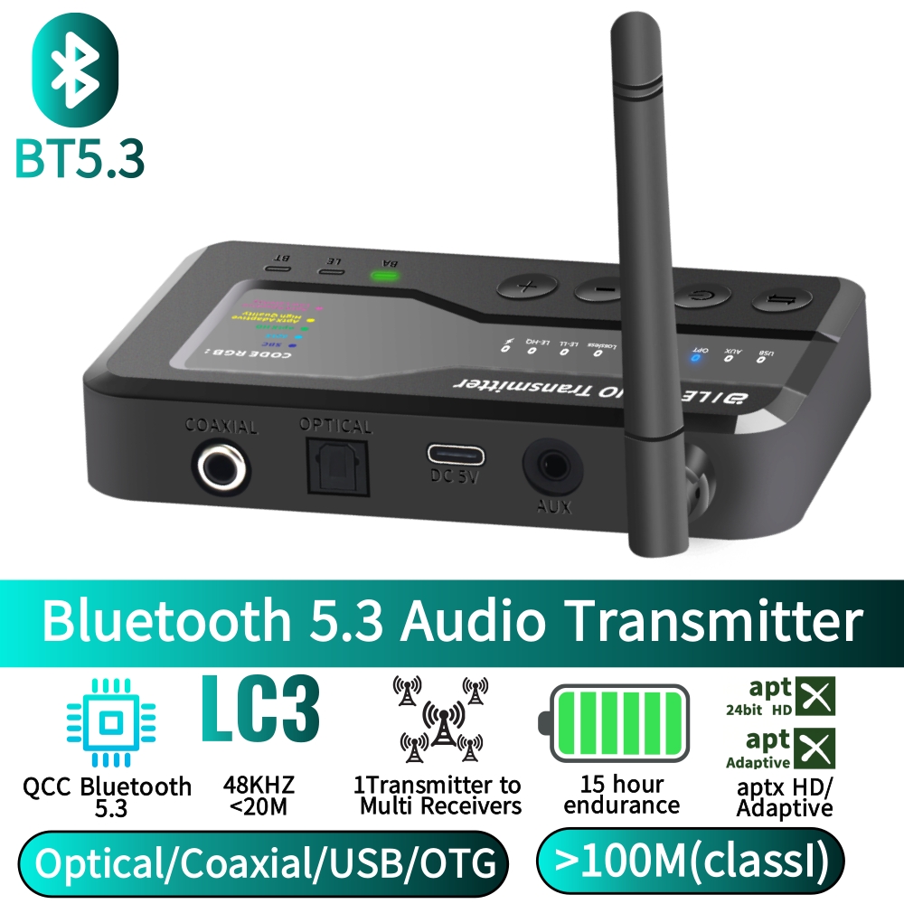 Bluetooth Adapter Receiver - Émetteur audio Bluetooth 5.3, portée 80