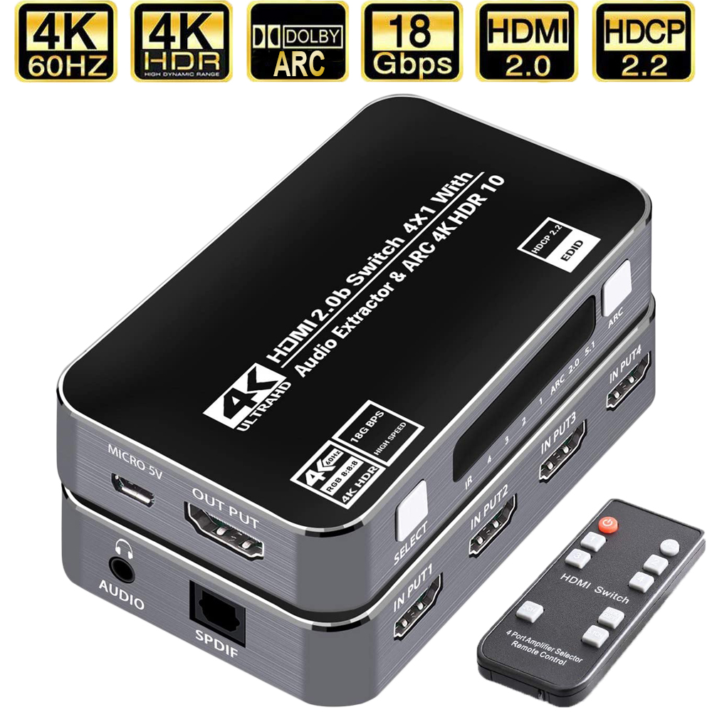 Earphone Splitter Jack - Commutateur HDMI 60Hz 4K HDR avec